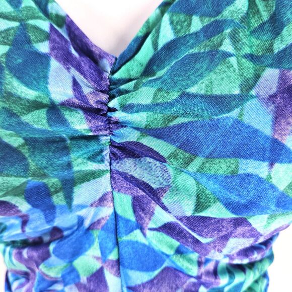 Vtg 90s/ Y2K Gabar Womens One Piece Swimsuit Ruched V Neck Abstract Unsized S/M - Picture 4 of 15